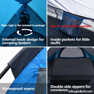 ODOLAND 3 Person Camping Tent Waterproof Lightweight Cabin Shelter w/ 2 Mesh Windows